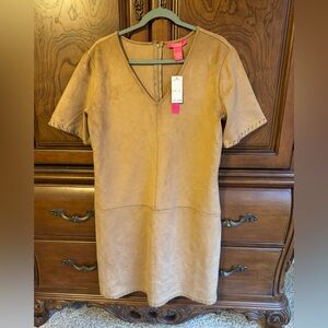 Catherine Malandrino Tan Faux Suede Sheath Dress